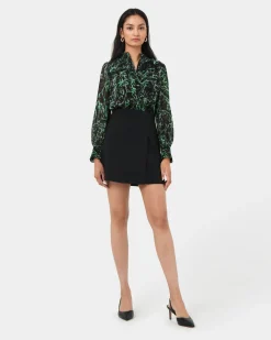 Forcast Veda Collar Blouse Green Multi