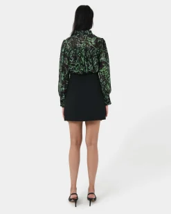 Forcast Veda Collar Blouse Green Multi