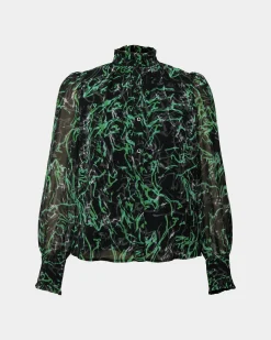 Forcast Veda Collar Blouse Green Multi