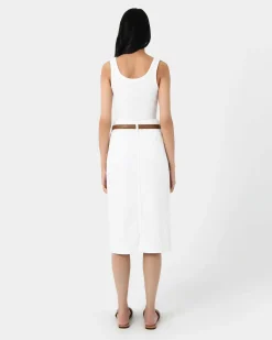 Forcast Veronique Midi Denim Skirt White Discount
