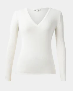 Forcast Vicky V-neck Knit Ivory Outlet