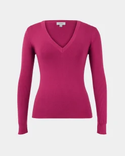 Forcast Vicky V-neck Knit Berry Clearance