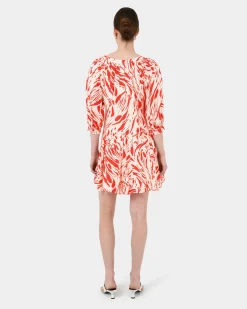 Forcast Vienna V-neck Tie Dress Animal Red Sale