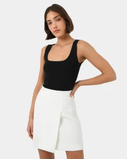 Forcast Vivi Rib Knit Tank Top Black Best
