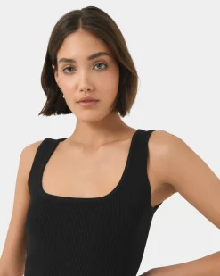 Forcast Vivi Rib Knit Tank Top Black Best