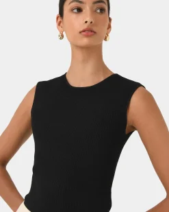 Forcast Viviana Sleeveless Knit Top Black