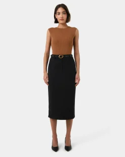 Forcast Viviana Sleeveless Knit Top Camel Outlet