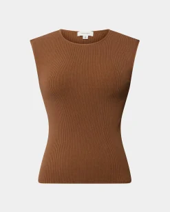 Forcast Viviana Sleeveless Knit Top Camel Outlet