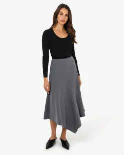 Forcast Westwood Midi Skirt Grey