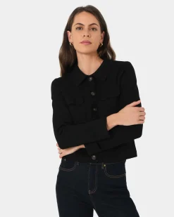 Forcast Willow Collar Cardigan Black New