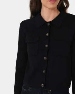 Forcast Willow Collar Cardigan Black New