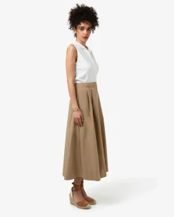 Forcast Willow Cotton Belted Skirt Camel Discount