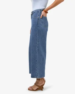 Forcast Windsor Cropped Wide Leg Jeans Mid Wash Blue