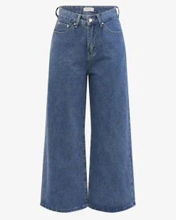 Forcast Windsor Cropped Wide Leg Jeans Mid Wash Blue