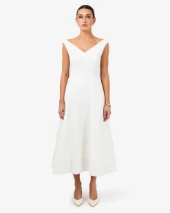 Forcast Yana V Neck Panel Dress Ivory Best