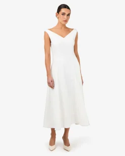 Forcast Yana V Neck Panel Dress Ivory Best