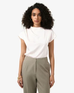 Forcast Zafina Pleated Draped Top Pearl Discount
