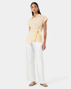 Forcast Zalia Tie Button Shirt Butter Online