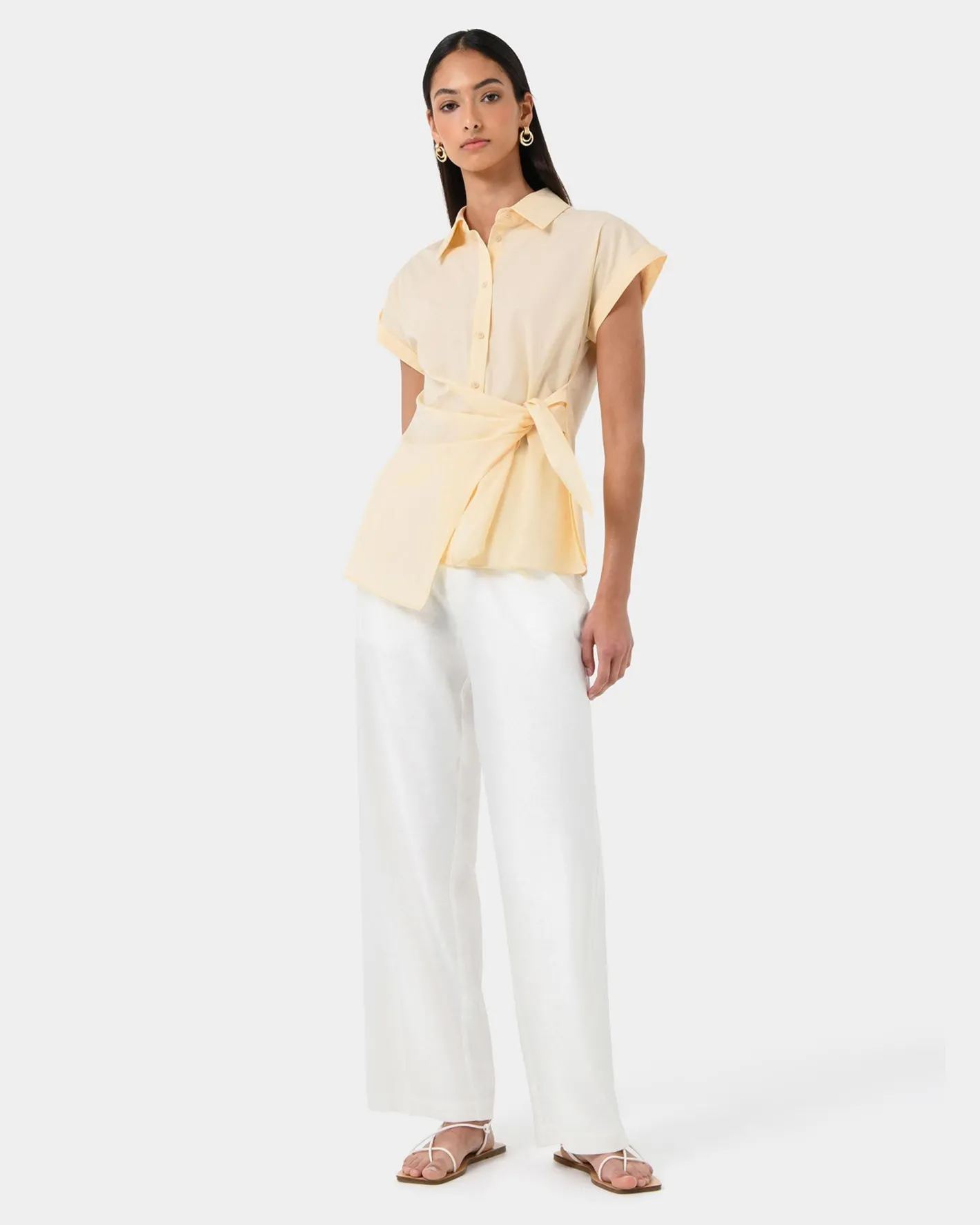 Forcast Zalia Tie Button Shirt Butter Online