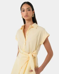 Forcast Zalia Tie Button Shirt Butter Online