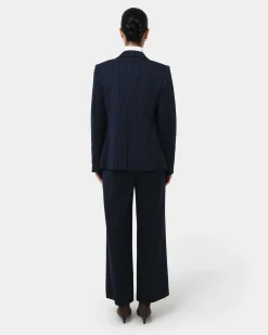 Forcast Zara Double Breasted Blazer Navy Pinstripe New